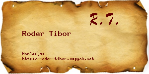 Roder Tibor névjegykártya
